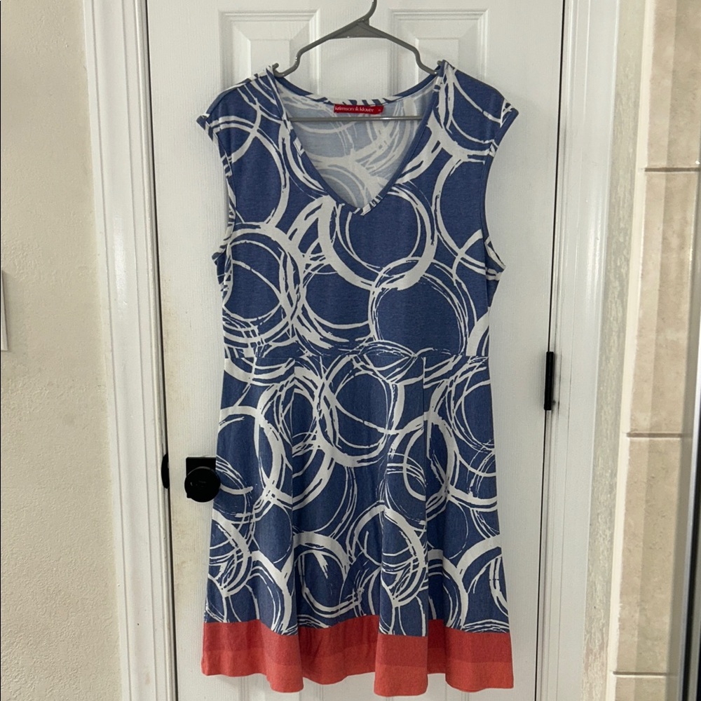 Krimson Klover Hand Painted Sleeveless Scoop Neck Dress in Indigo